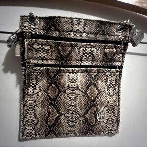 hipklips snake print purse Hands Free Hip Bag 2 Zippered Pockets 100% Cotton EUC